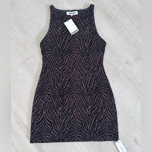 Rumored Jagger Mini Dress Espresso Zebra Print Size Small NWT